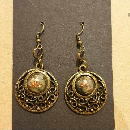 Brass Antique Style With Jasper Crystals And..