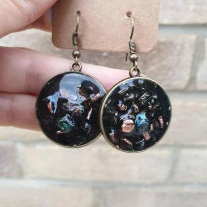 Orgone Earrings With Shungite, Copper , Pyrite/..