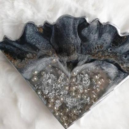 Silver, Black And Bronze Resin Coasters , Set Of 4