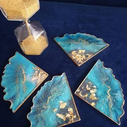 Beach Turquoise 2 Set Resin Coasters