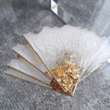 Set Of 2 Or 4 Table Resin Coasters Gold..