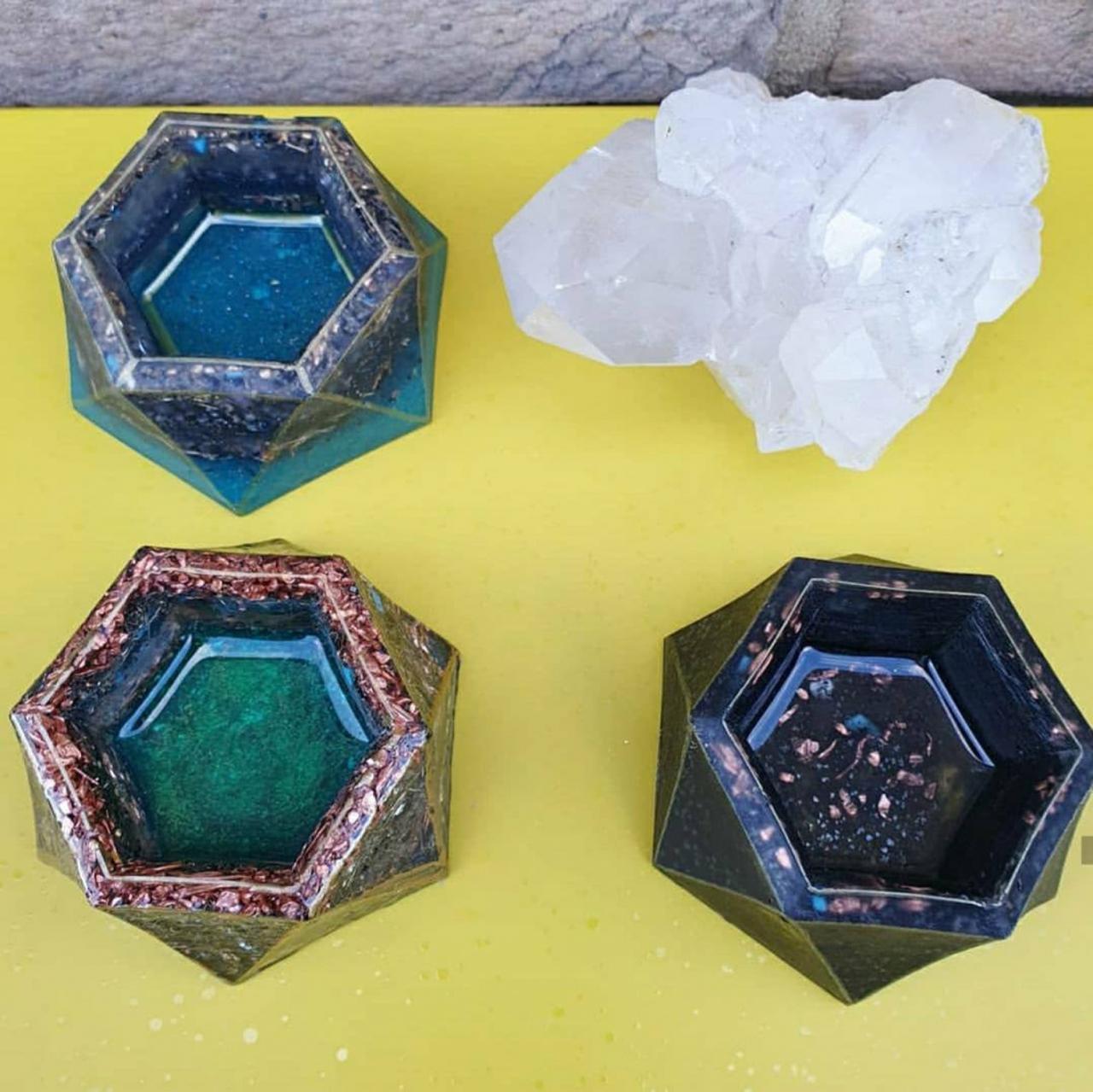 Hexagon Shape Orgone Small Pots/ Orgone Energy, Orgonite