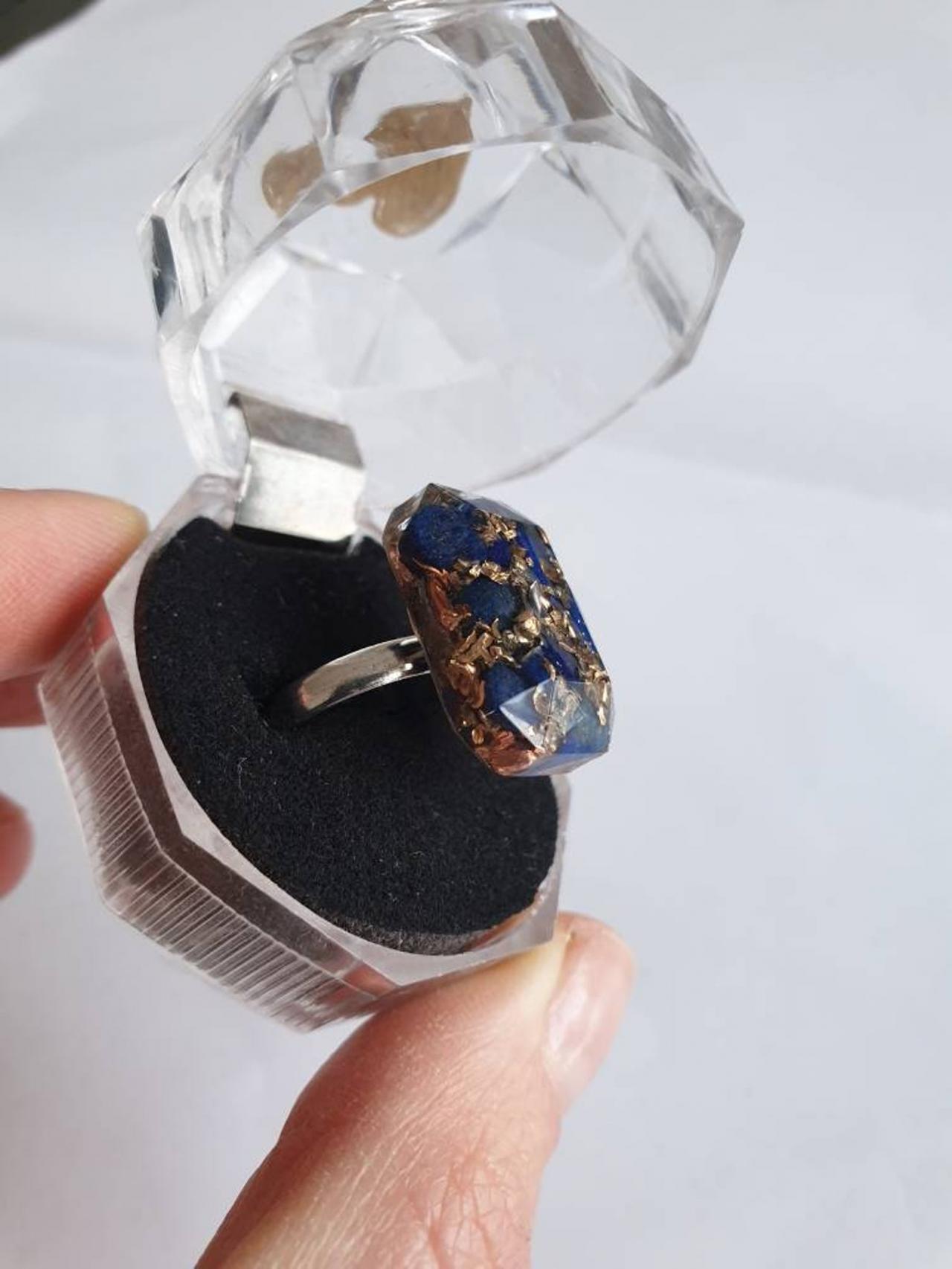 Lapis Lazuli Orgone Ring / Healing Energies/ Emf Protection (without Ring Box)