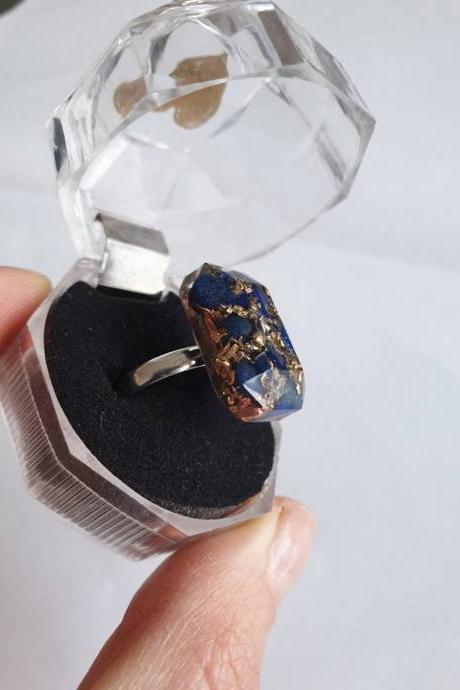 Lapis Lazuli ORGONE Ring / Healing Energies/ EMF protection (without ring box)