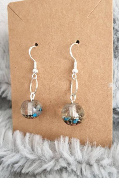 Orgone/ Orgonite Earrings Ball/ Crystals and metals, Tourmaline, Turquoise, Healing Energies